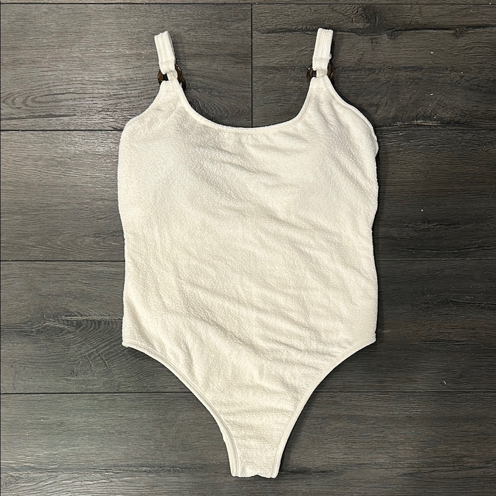 Shade & Shore White One Piece Swimsuit Scoop Neck